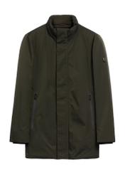 Green men's long winter jacket KURMT-0432-8B(Z26), front product view on white background.