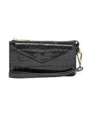 Black large croco leather handbag TORES-1132-9G(Z26) - front product view, on white background.