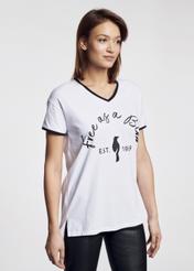 White Women's V-neck T-shirt TSHDT-0065-11(W21)-01