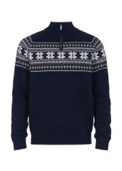 Men's navy blue sweater with Norwegian pattern SWEMT-0133-69(Z23)-03