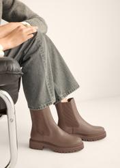 Women's leather Chelsea boots in cool beige color BUTYD-1120-1K(Z26)