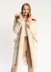 Women's artificial fur coat with hood FUTDP-0014-16(Z22)-01