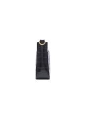 Black croco leather handbag TORES-1326-9G(Z26), side view of the product on a light background.