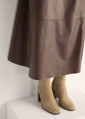 Women's suede ankle boots in beige color BUTYD-1304-1B(Z26)