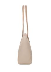 Beige women's shopper bag TOREC-1162-1D(W26), side view of the product on a white background.