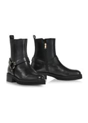 Black leather women's ankle boots BUTYD-1113-99(Z24)-04