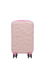Small pink suitcase on wheels WALAB-0087-5A-18(W26), front product view on white background.