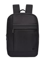 Black two-compartment men's backpack TORMN-0421-99(Z26), product view from the front on a white background.