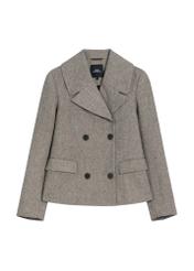 Women's short wool coat PLADT-0080-9C(Z26), front product view on white background.