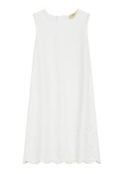 Women's white cotton dress SUKDT-0275-0B(W26), front product view on white background.