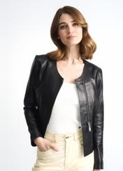 Women's classic black leather jacket KURDS-0232-4229(Z23)-01