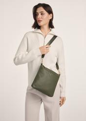 Women's khaki shoulder bag TOREC-0708B-55(Z25), product view on model's shoulder. Half silhouette visible.