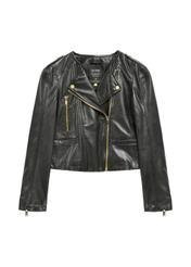 Black women's leather biker jacket KURDS-0323A-99(KS)