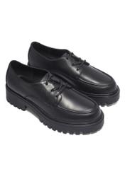 Black women's leather shoes BUTYD-1310-99(Z26), diagonal product view on white background.