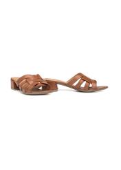Women's leather mules on a block heel BUTYD-1265-1F(W26), diagonal product view on a white background.