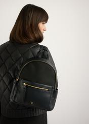 Black women's backpack TOREC-1125-99(W26), product view on model's back. Half of silhouette visible.