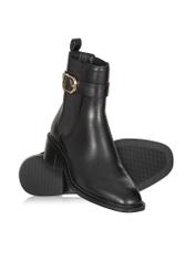 Black leather women's ankle boots BUTYD-1128-99(Z24)-07