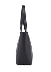 Black leather shopper bag TORES-1273-9I(W26) - side view of the product on a white background.