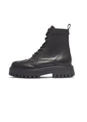 Women's leather ankle boots in black BUTYD-1289-99(Z26), side view of the product on a white background.