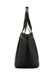 Black leather shopper bag TORES-1207-9I(W26) - side view of the product, on a white background.