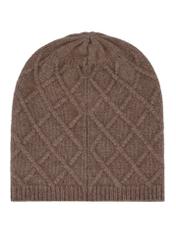 Women's cashmere hat in dark beige CZADT-0231-1K(Z26), product view from the back on a white background.
