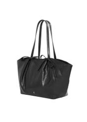 Black shopper bag with bows TOREC-1378-99(Z26), diagonal product view on white background.