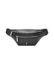 Black women's imitation leather waist bag TOREC-1190-99(W26), front product view on white background.