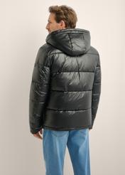 Men's black insulated jacket with hood KURMT-0340-99(Z26)