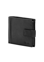 Black men's leather wallet PORMS-0680-99(W26), diagonal product view on white background.