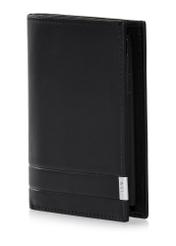 Black men's leather wallet PORMS-0145B-99(Z25), diagonal product view on white background.
