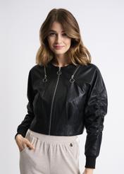 Women's leather jacket with creases KURDS-0350-5339(W22)-01