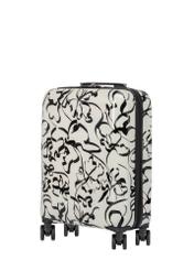 Small patterned suitcase on wheels WALAB-0074-1P-19(W26), diagonal product view on white background.