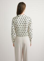 Women's cream polka dot shirt KOSDT-0155-0P(W26), back view of the product on the model. Half of the silhouette visible.
