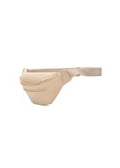 Beige women's imitation leather waist bag TOREC-1190-1A(W26) - diagonal product view, on a white background.
