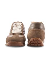 Light brown leather sports shoes BUTYM-0527-1K(W26), front and back product view on white background.