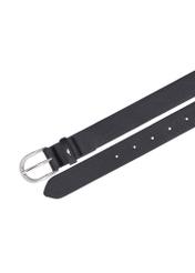 Black leather women's belt PASDS-0345-99(Z26), product view from above on white background.