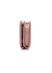 Pink women's wallet with a handle, model POREC-0436-5A(Z26); side view of the product on a white background.
