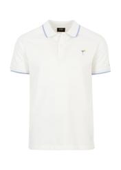 White polo shirt with patch POLMT-0064-11(W23)-03