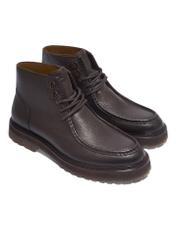 Men's dark brown leather ankle boots BUTYM-0572-1I(Z26), diagonal product view on a white background.