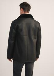 Black men's sheepskin coat made of natural leather KOZMS-0026-3191(Z25)