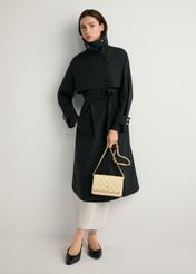 Yellow small quilted women's handbag TOREC-1033-2A(W26), product view in model's hand. Full body visible.