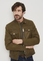 Kurtka skórzana męska z efektem used look KURMS-0257-1197(W22)-01