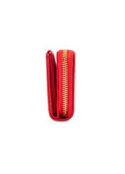 Small red women's croco wallet POREC-0352A-42(Z25), product view from the side on a white background.
