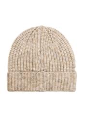Beige women's winter hat CZADT-0208-81(Z25), product view from the back on a white background.