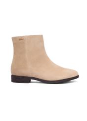 Women's suede ankle boots in cool beige color BUTYD-1193-1K(Z26), side views of the product on a light background.