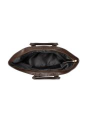 Brown leather women's shopper bag TORES-1380-1H(Z26), product view inside on white background.
