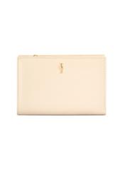 Cream leather women's wallet PORES-0980R-0B(W26), front product view on white background.