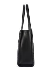 Large black leather women's handbag TORES-1287-99(W26), side product view on white background.