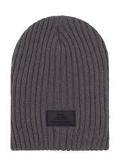Men's gray winter hat CZAMT-0011-9B(Z26) - front product view, on a white background.