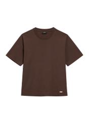 Women's cotton brown T-shirt TSHDT-0138-1I(W26), front product view on white background.